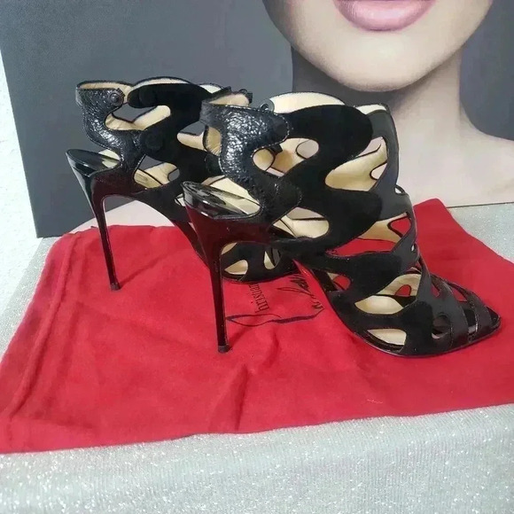 Christian Louboutin Valonana Black Strappy Heels Size 38 - Picture 8 of 8